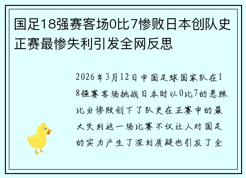 国足18强赛客场0比7惨败日本创队史正赛最惨失利引发全网反思